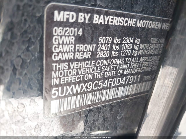5UXWX9C54F0D47911 BMW X3