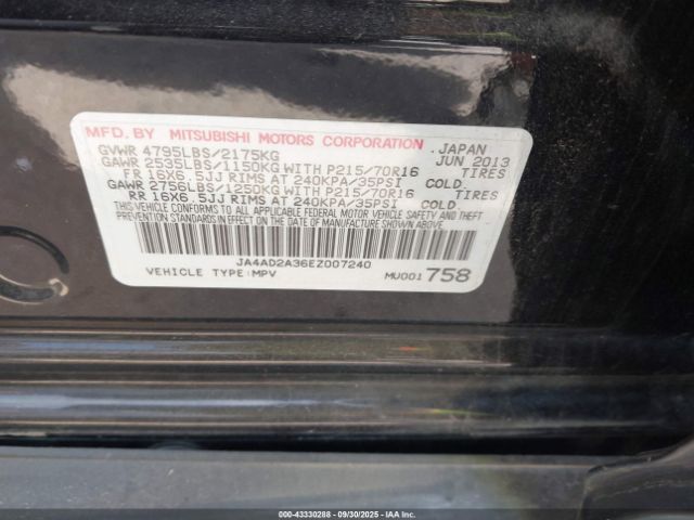 2014 MITSUBISHI OUTLANDER JA4AD2A36EZ007240 Photo 8