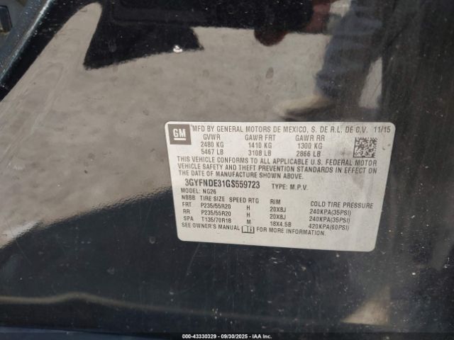 2016 CADILLAC SRX 3GYFNDE31GS559723 Photo 8