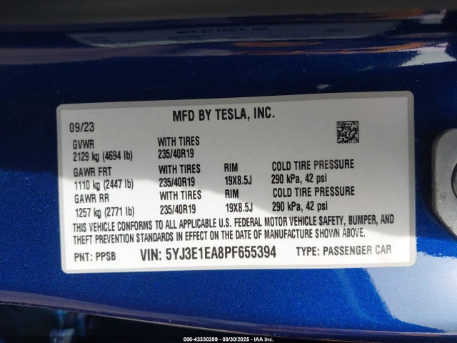 2023 TESLA MODEL 3 5YJ3E1EA8PF655394 Photo 8