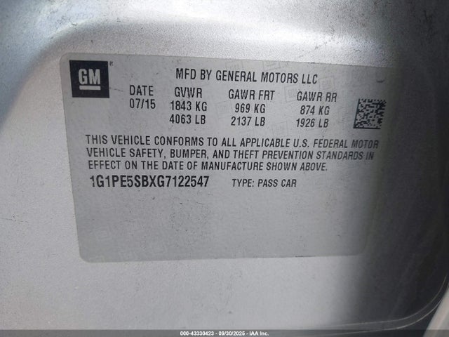 1G1PE5SBXG7122547 Chevrolet luv - vvt, alum, e85 max