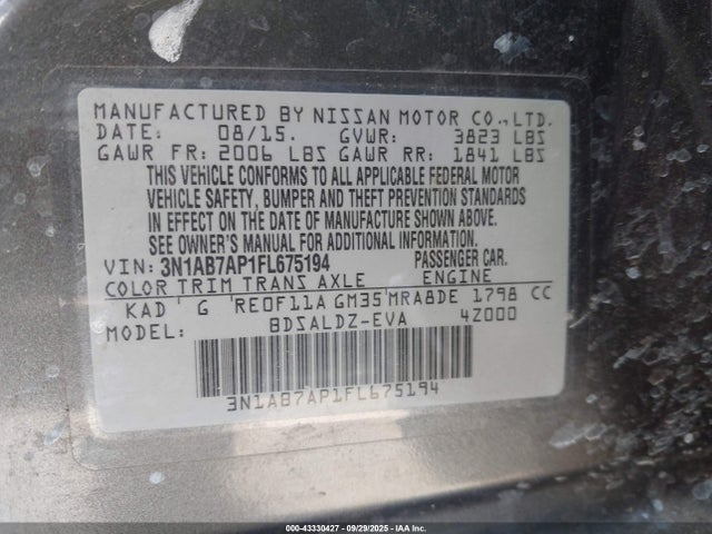 Nissan 2015 2015 3N1AB7AP1FL675194 Image 9