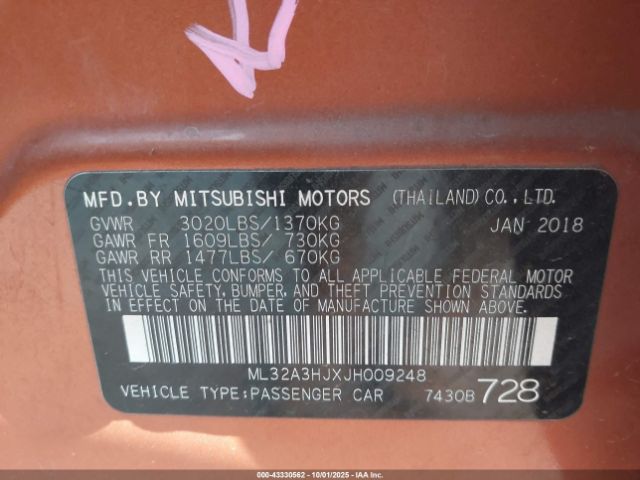 2018 MITSUBISHI MIRAGE ML32A3HJXJH009248 Photo 8