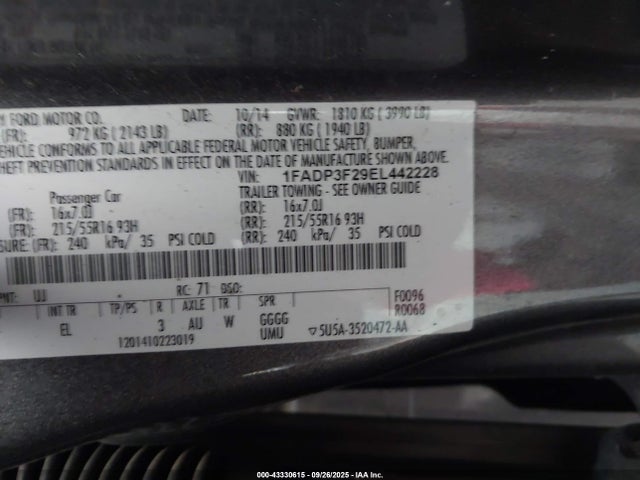 Ford 2014 2014 1FADP3F29EL442228 Image 9