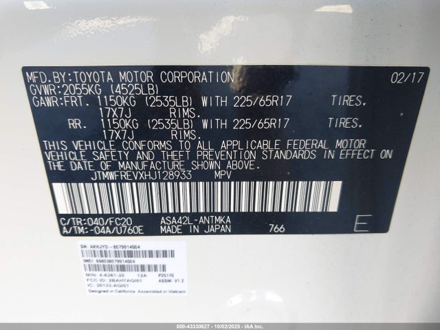 2017 TOYOTA RAV4 JTMWFREVXHJ128933 Photo 8