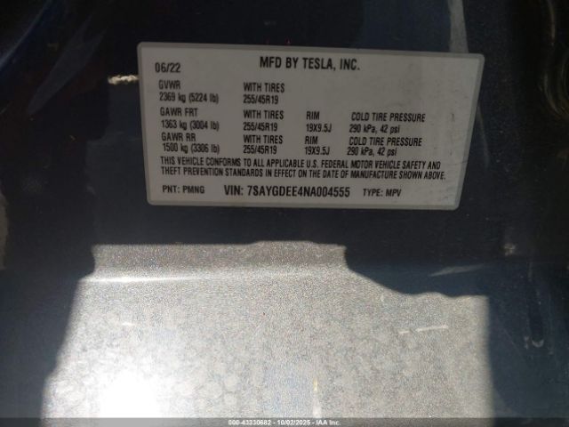 2022 TESLA MODEL Y 7SAYGDEE4NA004555 Photo 8