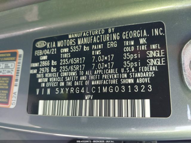 2021 KIA SORENTO 5XYRG4LC1MG031323 Photo 8