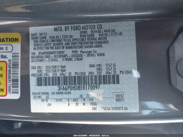 Ford 2014 2014 3FA6P0HD8ER170097 Image 9