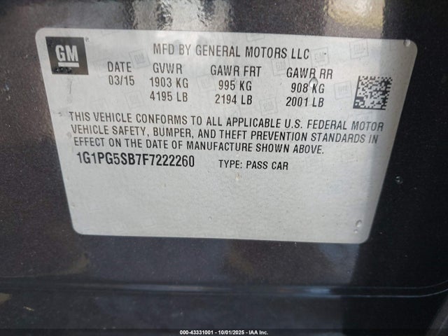 Chevrolet LUV 2015 1G1PG5SB7F7222260 Image 9
