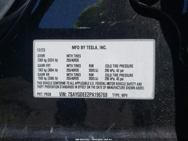 2023 TESLA MODEL Y 7SAYGDEE2PA196769 Photo 8