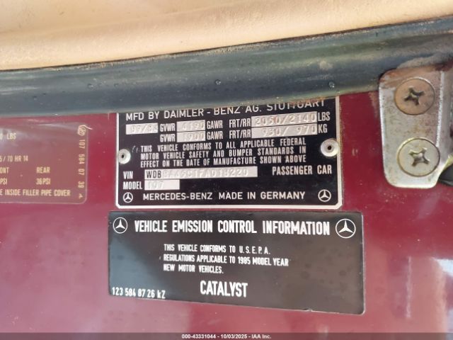 1985 MERCEDES-BENZ 380 WDBBA45C1FA018220 Photo 8