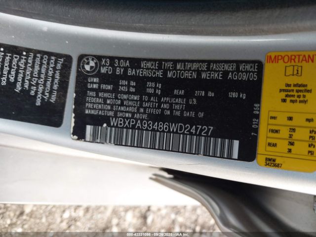 2006 BMW X3 WBXPA93486WD24727 Photo 8