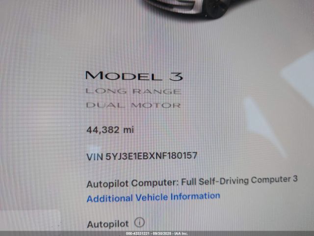 2022 TESLA MODEL 3 5YJ3E1EBXNF180157 Photo 6