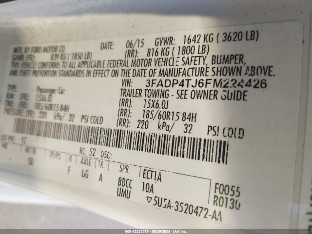 3FADP4TJ6FM224426 Ford 2015