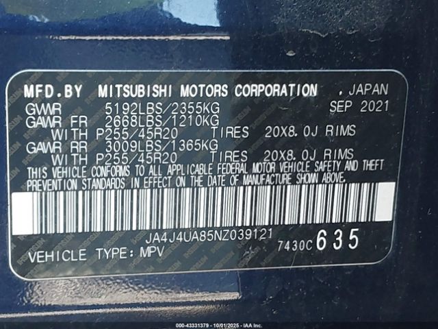 2022 MITSUBISHI OUTLANDER JA4J4UA85NZ039121 Photo 8