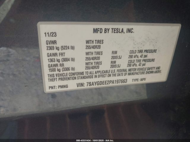 2023 TESLA MODEL Y 7SAYGDEE2PA197663 Photo 8