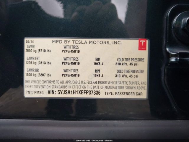2014 TESLA MODEL S 5YJSA1H1XEFP37336 Photo 8