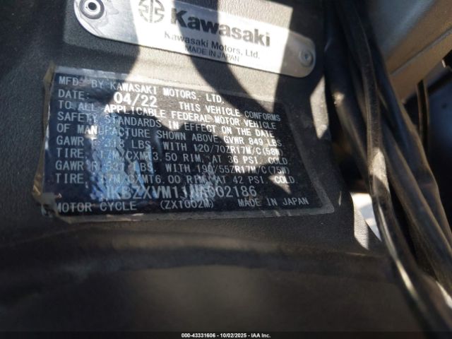 2022 KAWASAKI ZX1002 JKBZXVM11NA002186 Photo 9