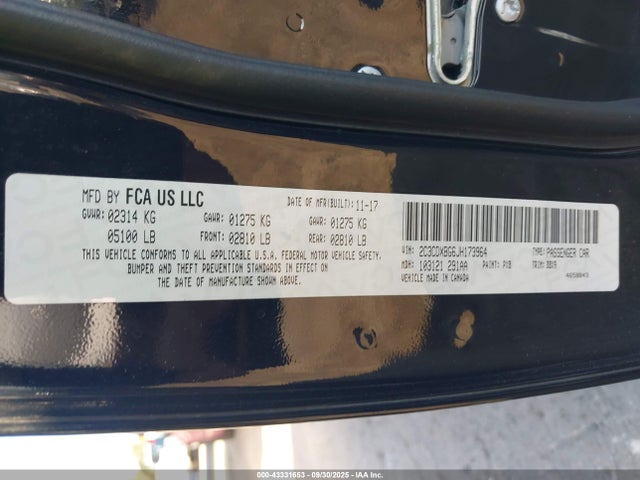 2C3CDXBG6JH173964 Dodge Charger Sxt Rwd
