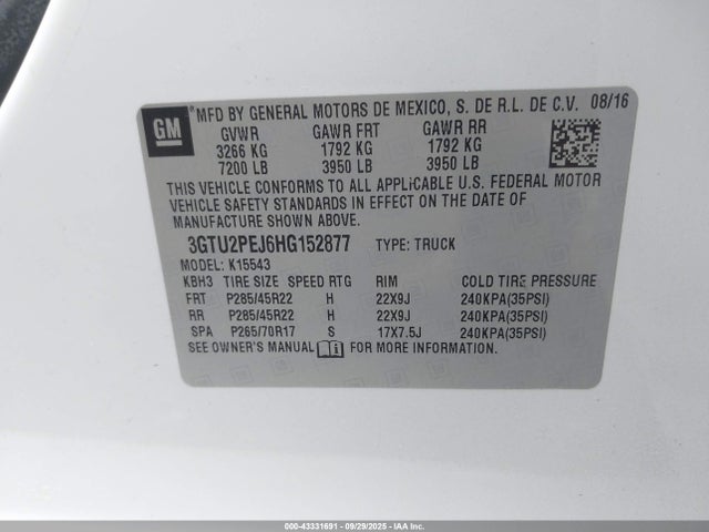 3GTU2PEJ6HG152877 GMC l86 - sidi: spark ignited direct injection, vvt: variable valve timing, afm, e85 max, alum