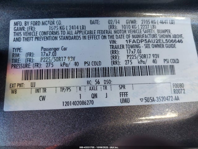 Ford atk ivct hev 2014 1FADP5AU2EL506646 Image 9