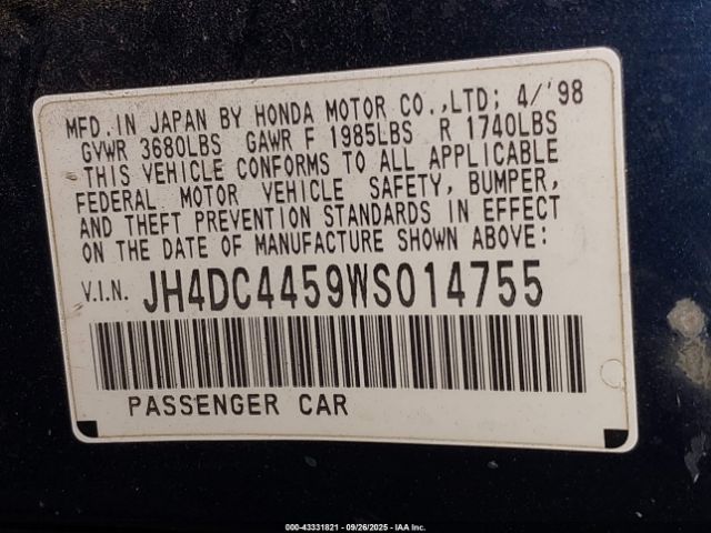 1998 ACURA INTEGRA JH4DC4459WS014755 Photo 8