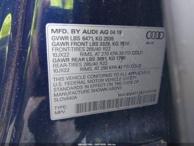 2019 AUDI Q8 WA1EVAF12KD035724 Photo 8