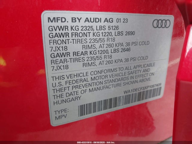 2023 AUDI Q3 WA1DECF3XP1087409 Photo 8