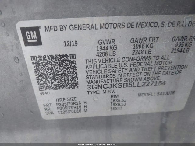 Chevrolet Trax Fwd Ls 2020 3GNCJKSB5LL227154 Image 9
