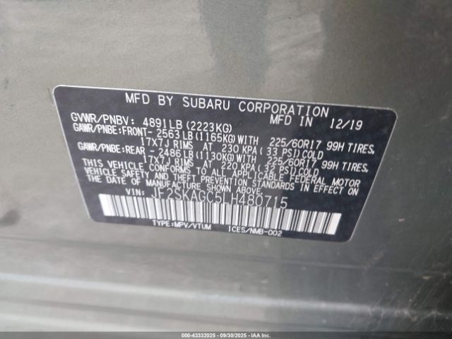 2020 SUBARU FORESTER JF2SKAGC5LH480715 Photo 8