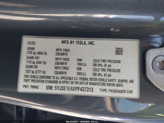 2023 TESLA MODEL 3 5YJ3E1EAXPF437313 Photo 8