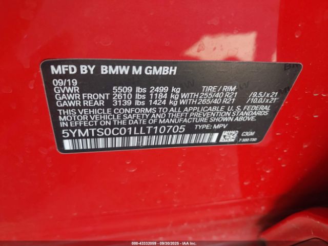 2020 BMW X3 M 5YMTS0C01LLT10705 Photo 8