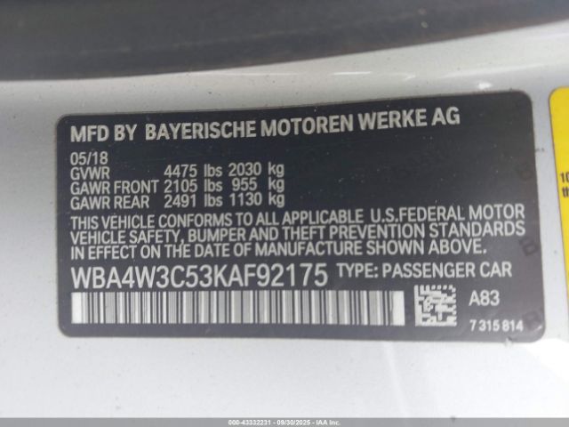 2019 BMW 430I WBA4W3C53KAF92175 Photo 8