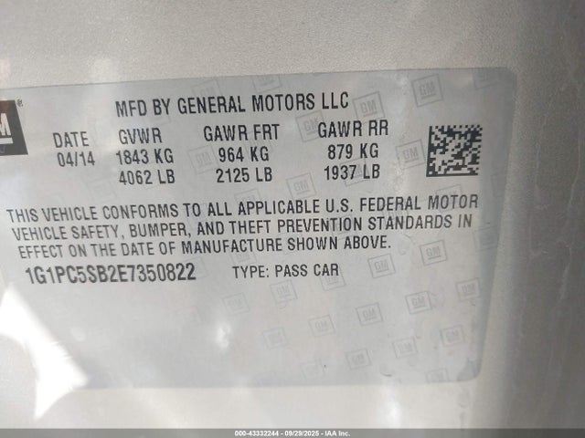 Chevrolet LUV 2014 1G1PC5SB2E7350822 Image 9