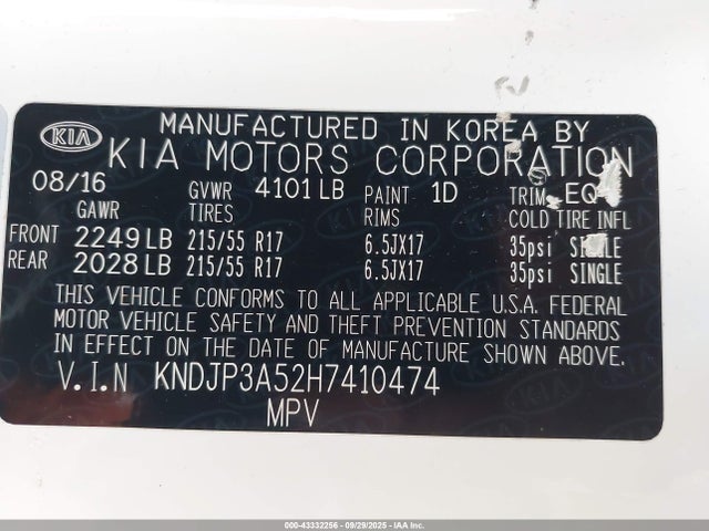 Aukcja sprzedaży 2017 Kia Soul +, vin: KNDJP3A52H7410474, numer aukcji: 43332256
