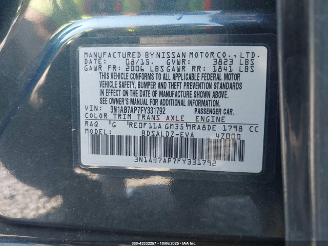 3N1AB7AP7FY331792 Nissan Sentra