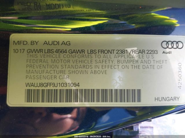 2018 AUDI A3 WAUJ8GFF9J1031094 Photo 8