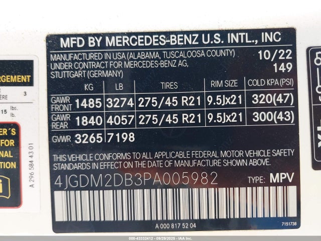 2023 MERCEDES-BENZ EQS 450+ SUV 4JGDM2DB3PA005982 Photo 8