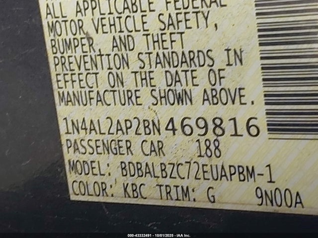 2011 NISSAN ALTIMA 1N4AL2AP2BN469816 Photo 8