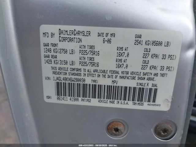 2006 JEEP LIBERTY 1J4GL48KX6W280030 Photo 8