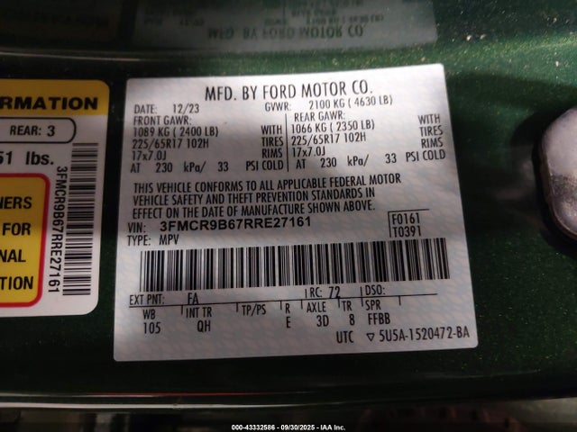 3FMCR9B67RRE27161 Ford dragon