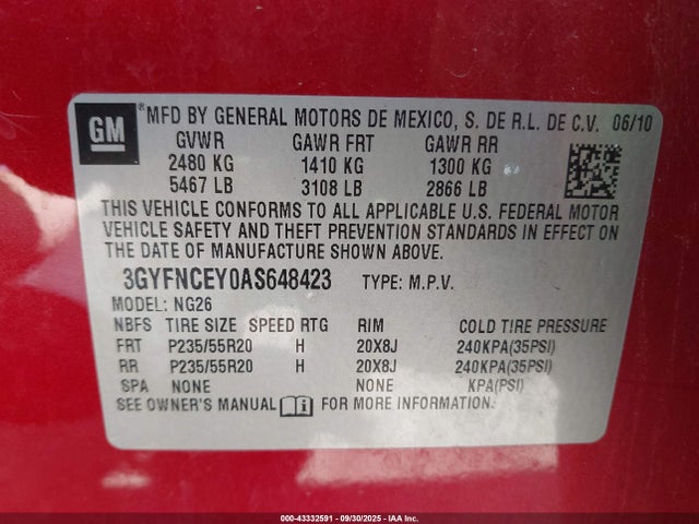 2010 CADILLAC SRX 3GYFNCEY0AS648423 Photo 8