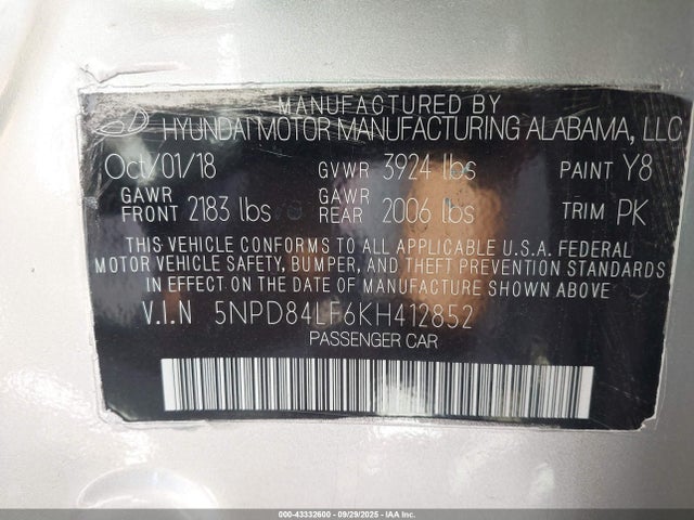 Hyundai mpi nu 2019 5NPD84LF6KH412852 Image 9