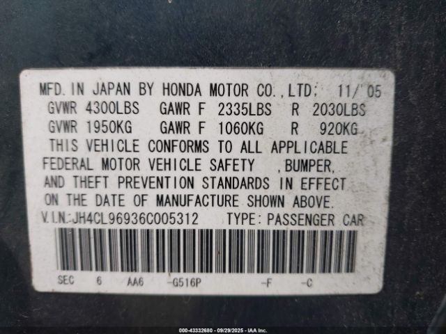 2006 ACURA TSX JH4CL96936C005312 Photo 8