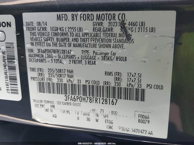Ford 2015 2015 3FA6P0H78FR128167 Image 9