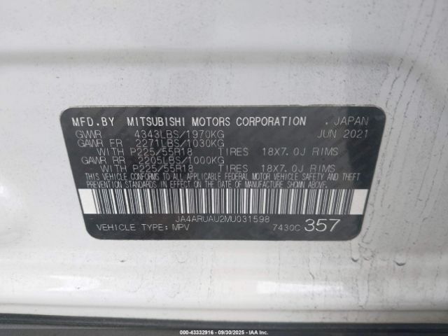 2021 MITSUBISHI OUTLANDER SPORT JA4ARUAU2MU031598 Photo 8