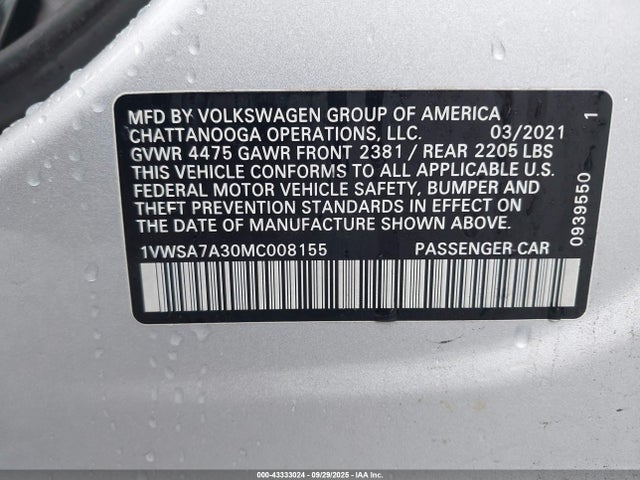 Volkswagen 2021 2021 1VWSA7A30MC008155 Image 9