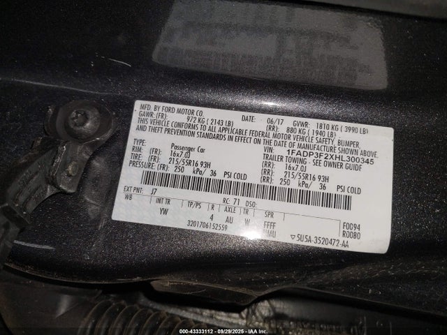 Ford 2.0l gdi 2017 1FADP3F2XHL300345 Image 9