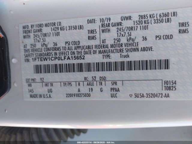 2020 FORD F-150 1FTEW1CP0LFA15652 Photo 8