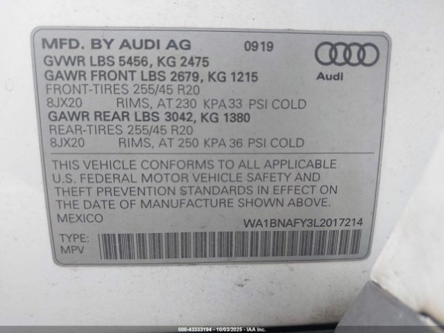 2020 AUDI Q5 WA1BNAFY3L2017214 Photo 8